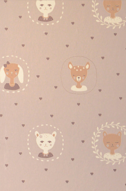 Hearts Dusty Warm Lilac Wallpaper - Majvillan