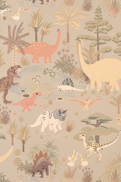 Dinosaur Vibes Soft Green Wallpaper - Majvillan