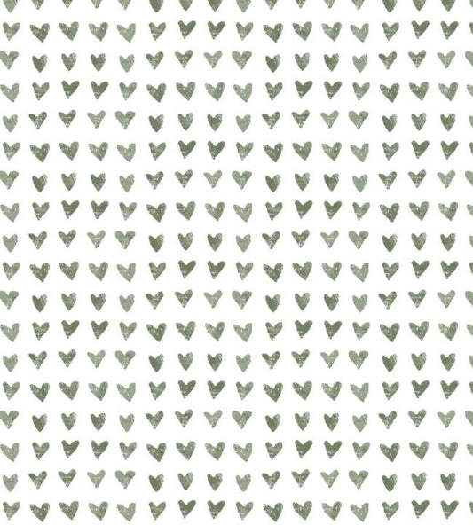 Hearts Nursery Fabric - Green