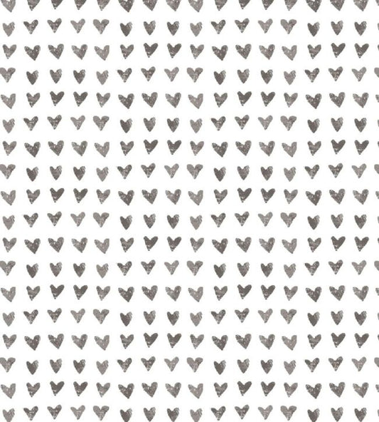 Hearts Nursery Fabric - Gray