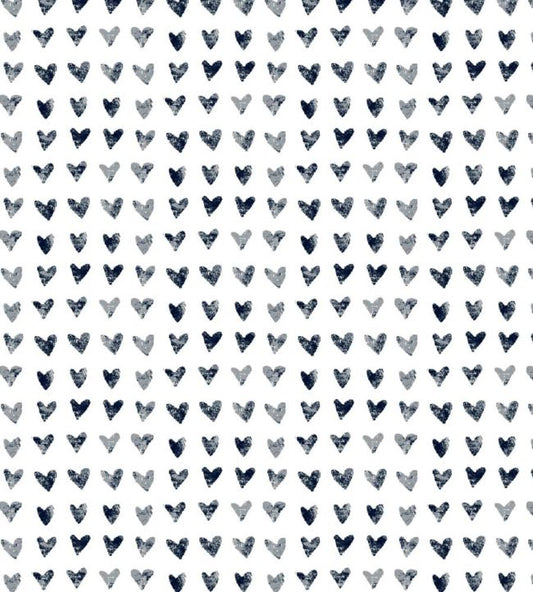 Hearts Nursery Fabric - Gray