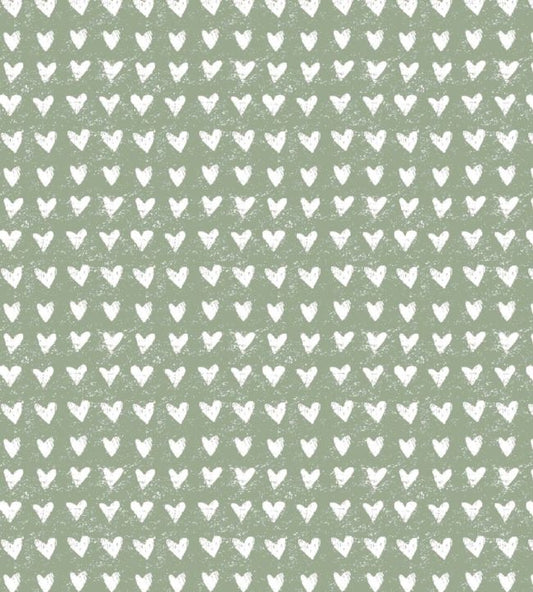Hearts Nursery Fabric - Green