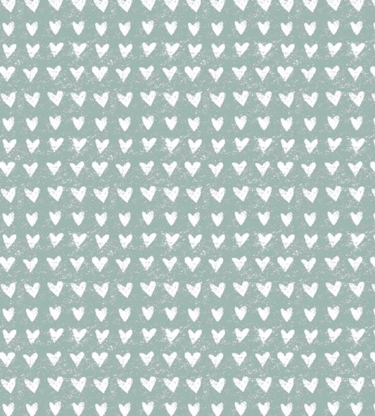 Hearts Nursery Fabric - Green