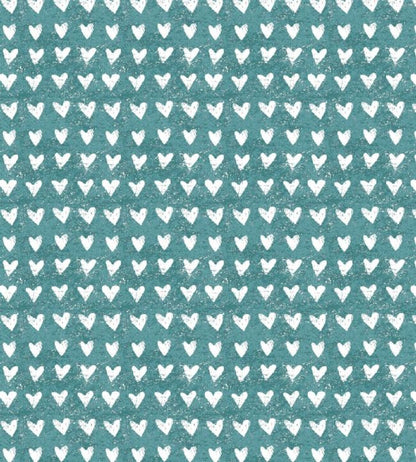 Hearts Nursery Fabric - Teal