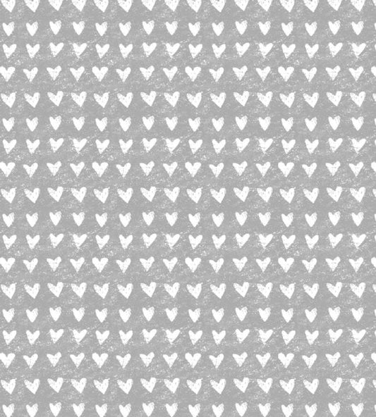 Hearts Nursery Fabric - Gray