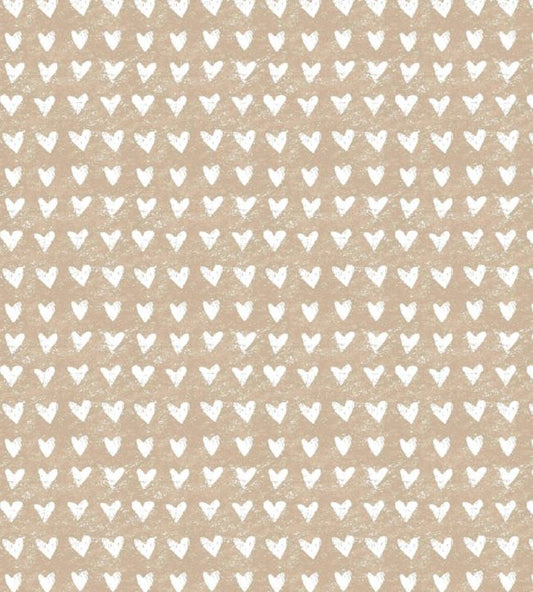 Hearts Nursery Fabric - Sand