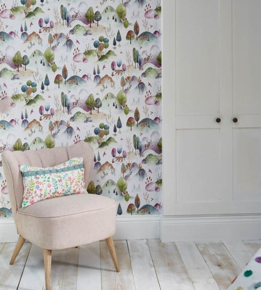 Hilltop Heights Nursery Room Wallpaper - Multicolor