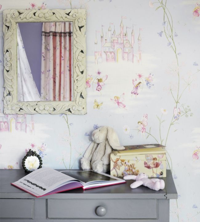 Fairy Castle Nursery Room Wallpaper - Cream