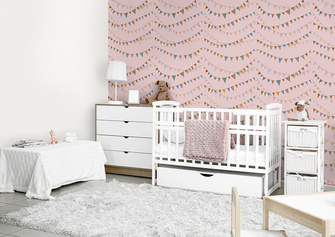 Garland Great Kids Nursery Room Wallpaper - Pink