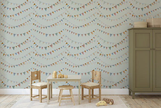 Garland Great Kids Nursery Room Wallpaper - Teal