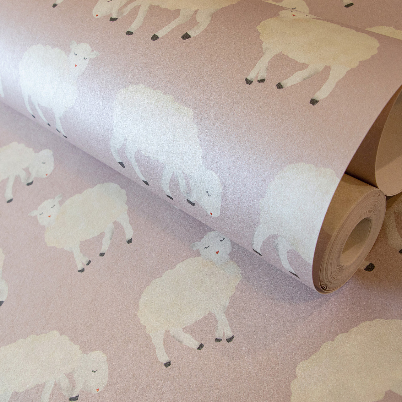 Sweet Sheep Great Kids Nursery Room Wallpaper 2 - Pink