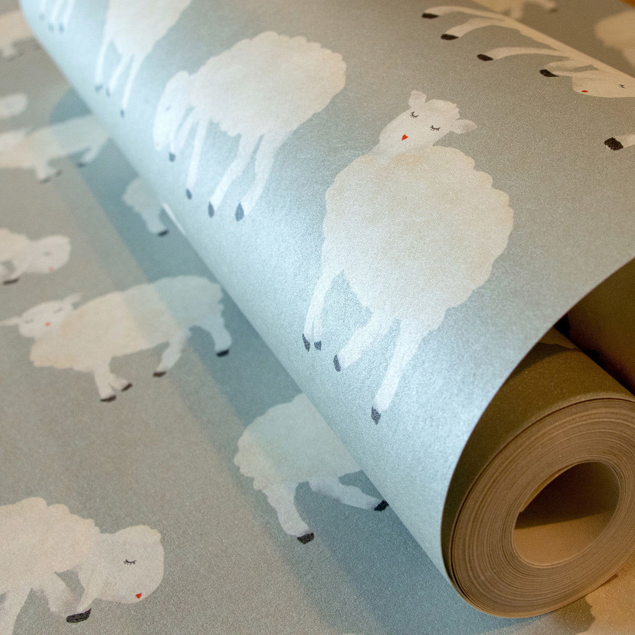 Sweet Sheep Great Kids Nursery Room Wallpaper 2 - Gray