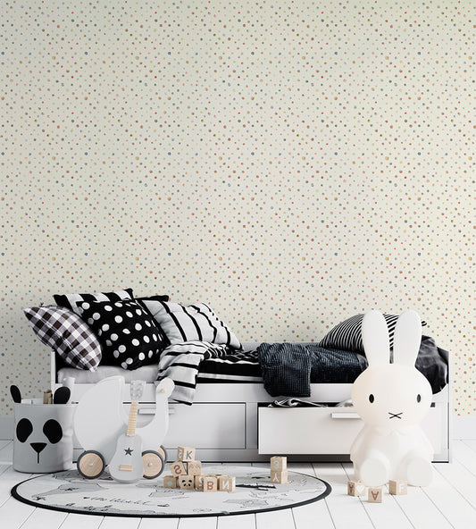 Watercolor Dots Great Kids Nursery Room Wallpaper - Cream