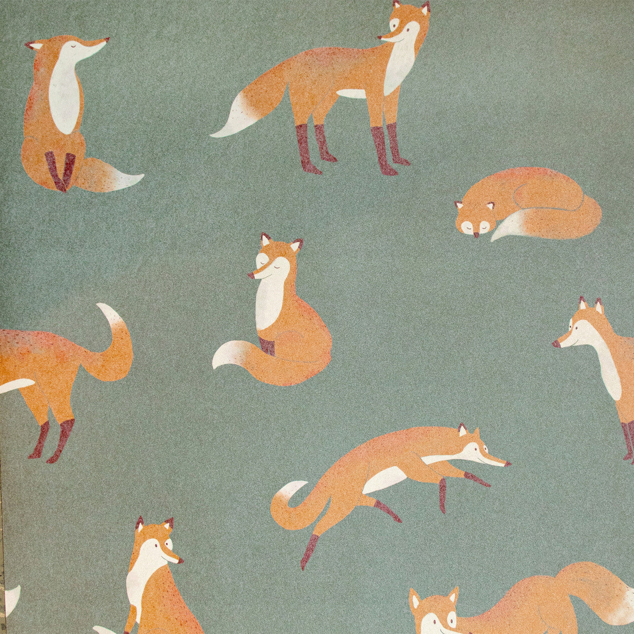 Friendly Foxes Great Kids Nursery Wallpaper - Green