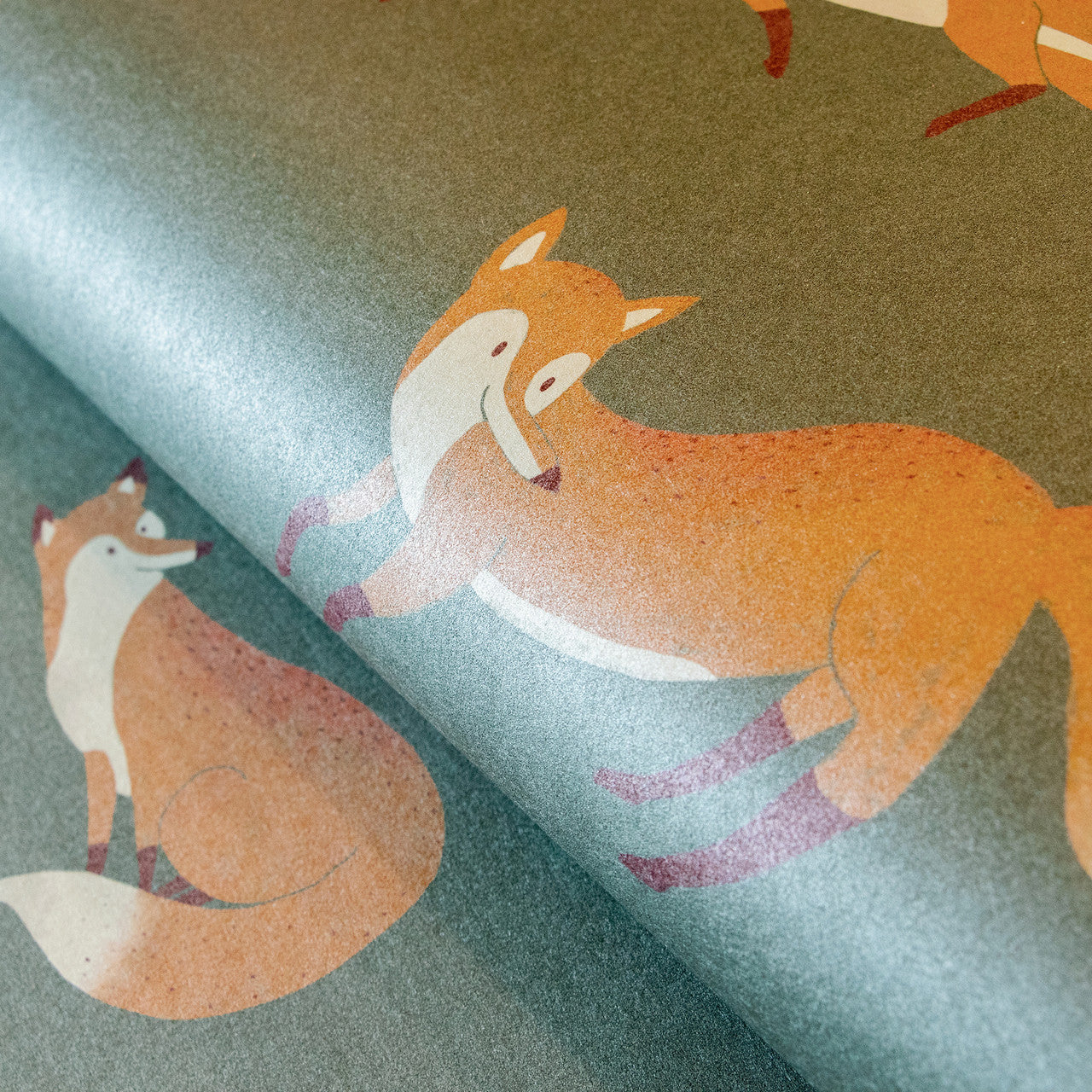Friendly Foxes Great Kids Nursery Room Wallpaper 2 - Green