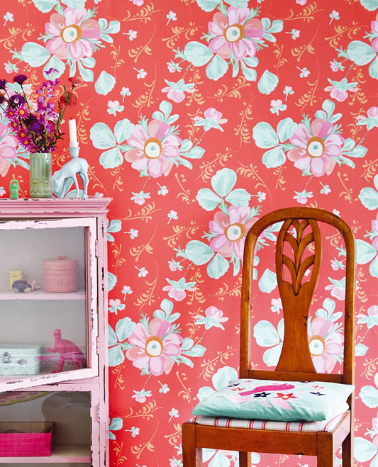 Rice 1 Nursery Room Wallpaper - Red