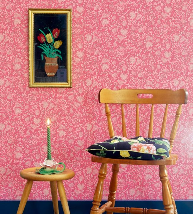 Rice II Five Nursery Room Wallpaper - Pink
