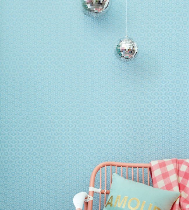 Rice II Eight Nursery Room Wallpaper - Blue