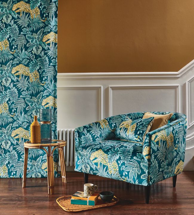 Leopard Nursery Room Fabric - Blue
