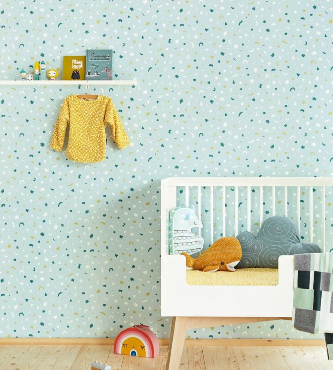 Mini Me Ten Nursery Room Wallpaper - Green