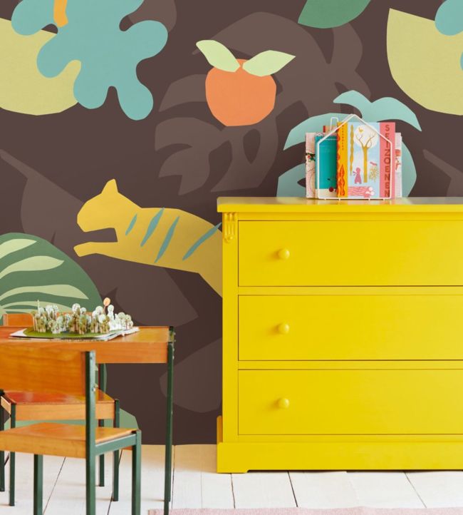 Mini Me Seventeen Nursery Room Wallpaper - Brown