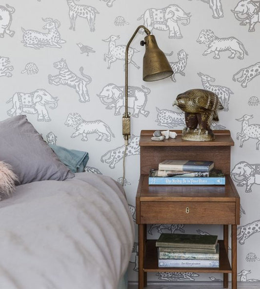 Leonard Nursery Room Wallpaper - Silver