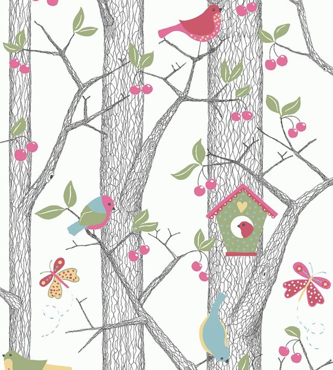 Cherry Friends Nursery Wallpaper - Pink
