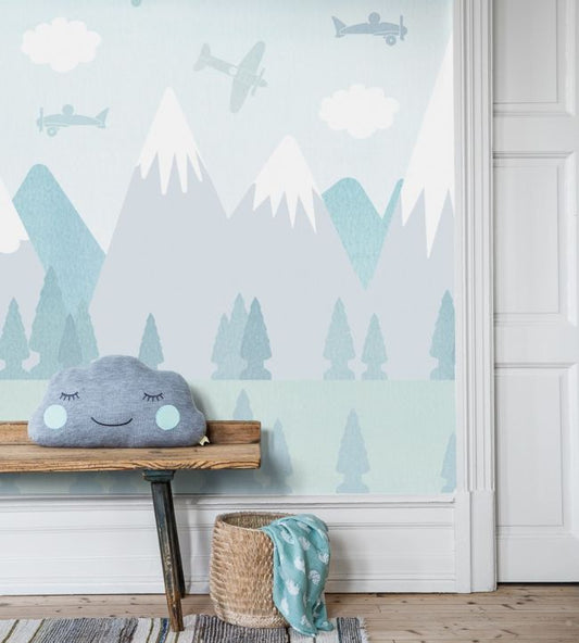 Brio Air Nursery Room Wallpaper - Blue