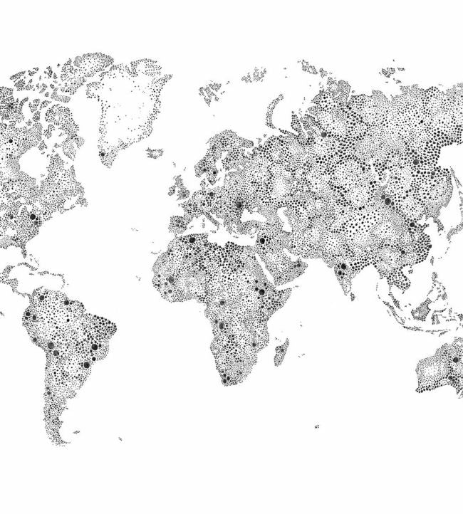 World Map Nursery Wallpaper - Gray