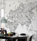 World Map Nursery Room Wallpaper - Gray