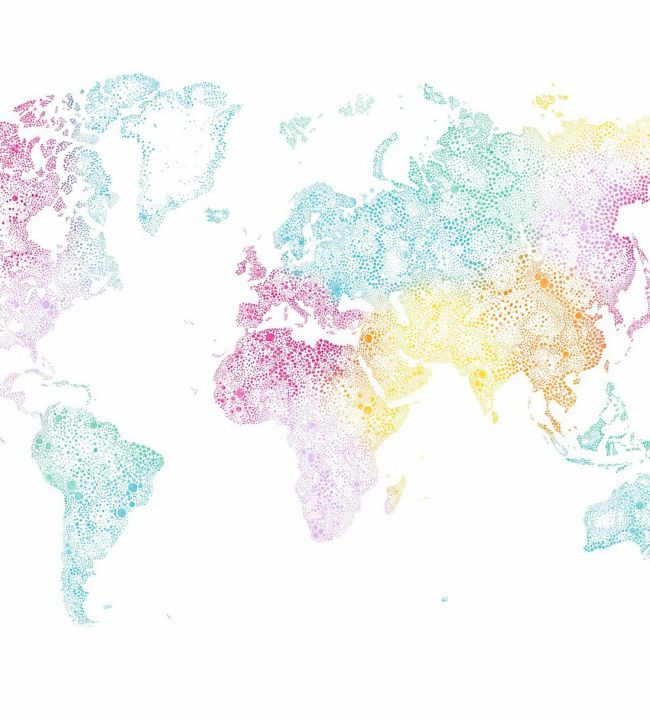 World Map Nursery Wallpaper - Multicolor