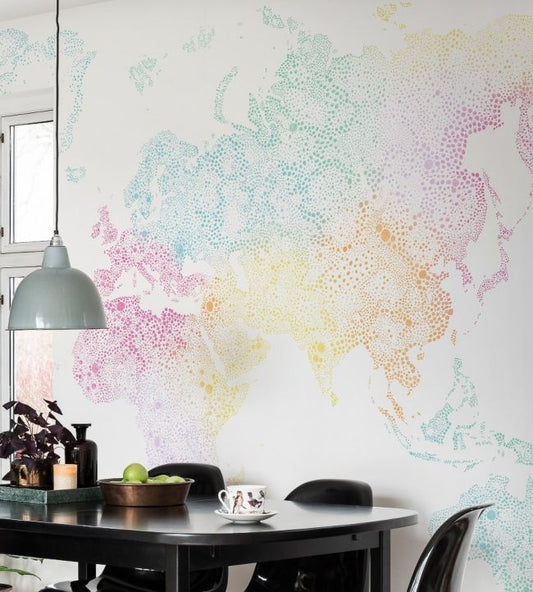 World Map Nursery Room Wallpaper - Multicolor