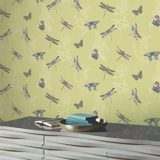 Wings Enchantment Imagine Nursery Room Wallpaper - Green