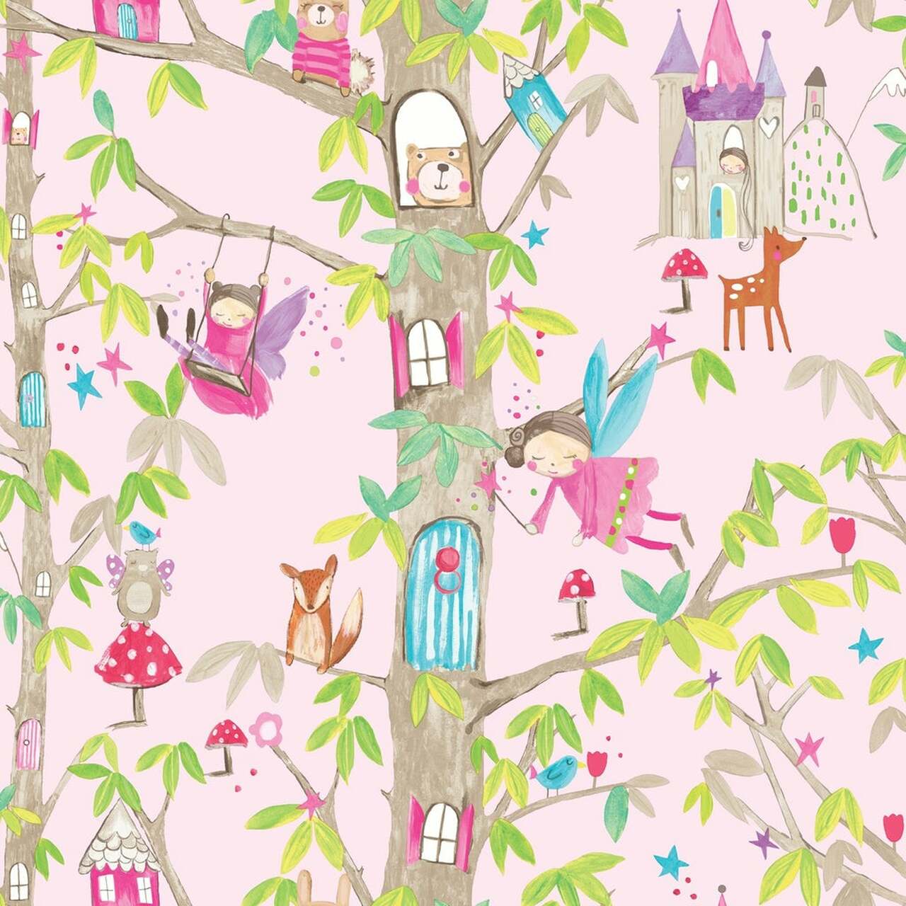 Woodland Fairies Imagine Fun Nursery Wallpaper - Pink