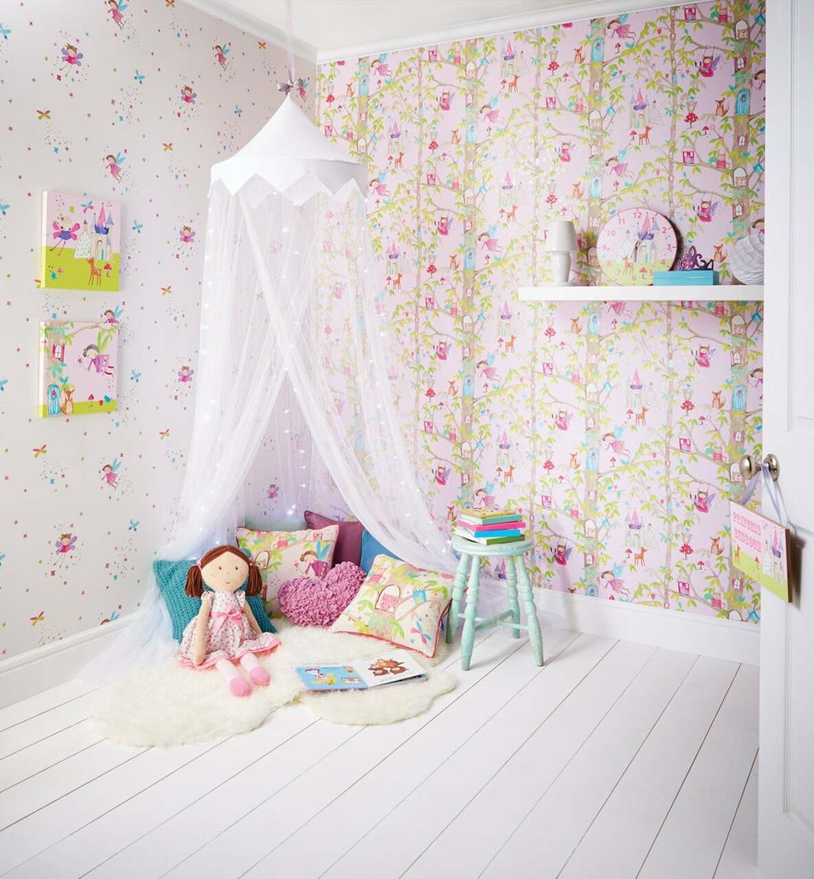 Woodland Fairies Imagine Fun Nursery Room Wallpaper 2 - Pink