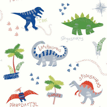 Dino Doodles Imagine Fun Nursery Wallpaper - Multicolor