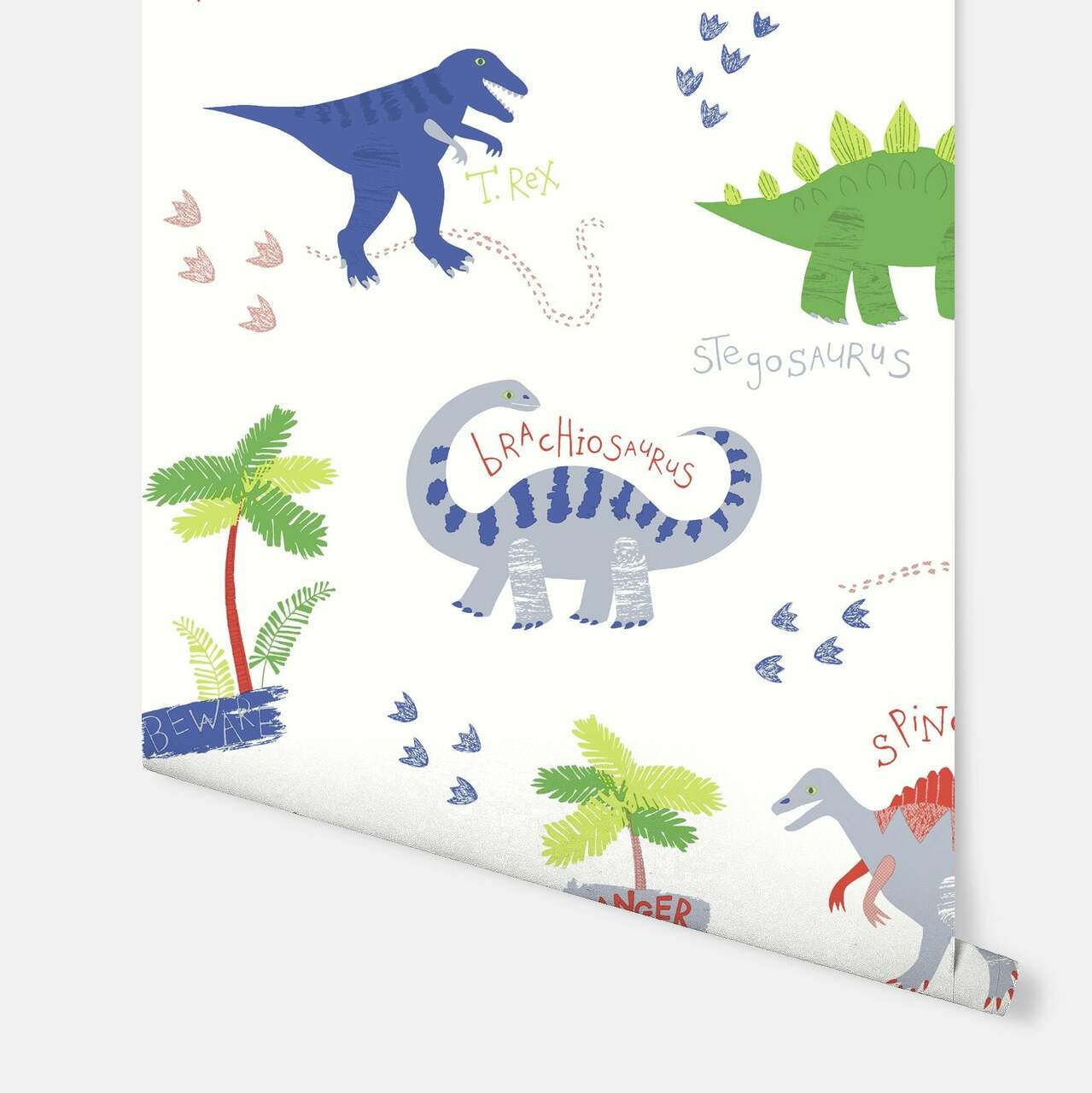 Dino Doodles Imagine Fun Nursery Room Wallpaper - Multicolor