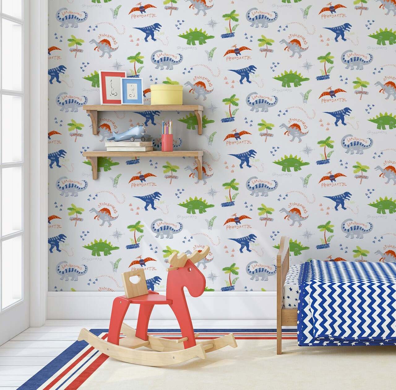 Dino Doodles Imagine Fun Nursery Room Wallpaper 3 - Multicolor