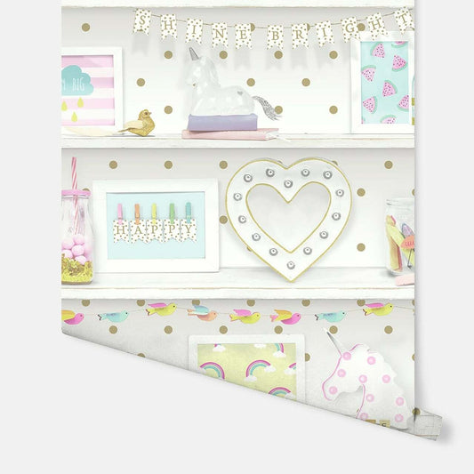 Girls Life Imagine Fun Nursery Room Wallpaper - Multicolor