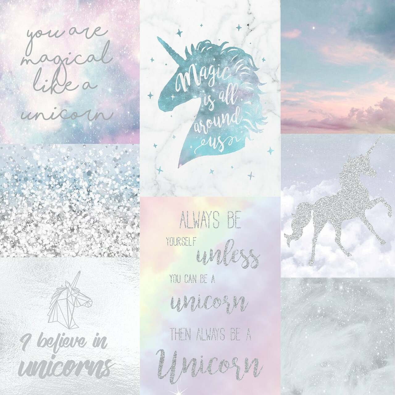 Believe in Unicorns Nursery Wallpaper - Blue