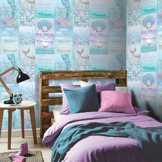 Mermazing Nursery Room Wallpaper - Blue