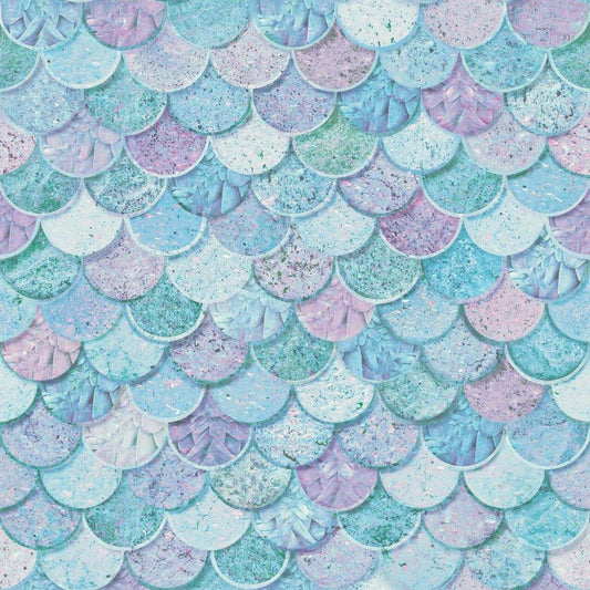 Mermazing Scales Nursery Wallpaper - Blue