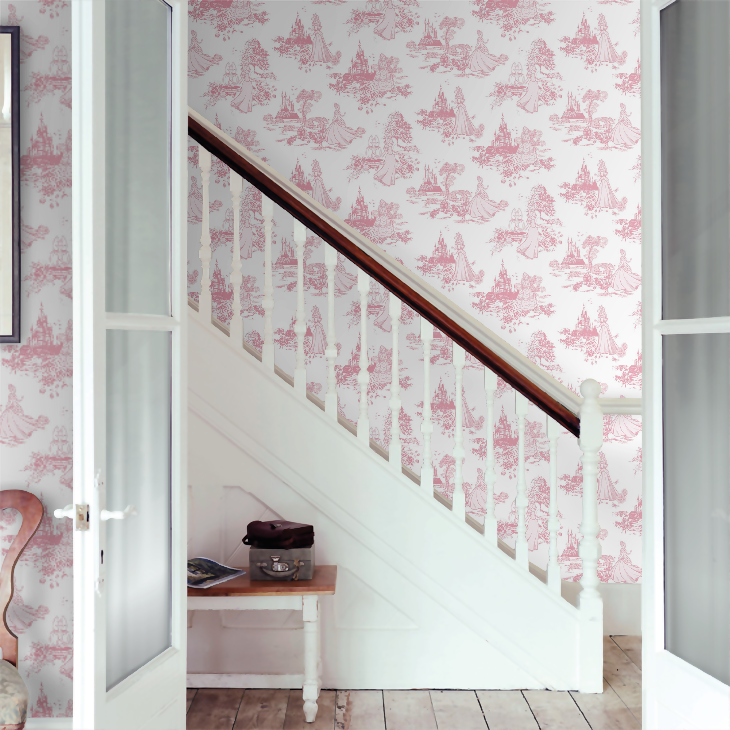Princess Toile Nursery Room Wallpaper 9 - Pink