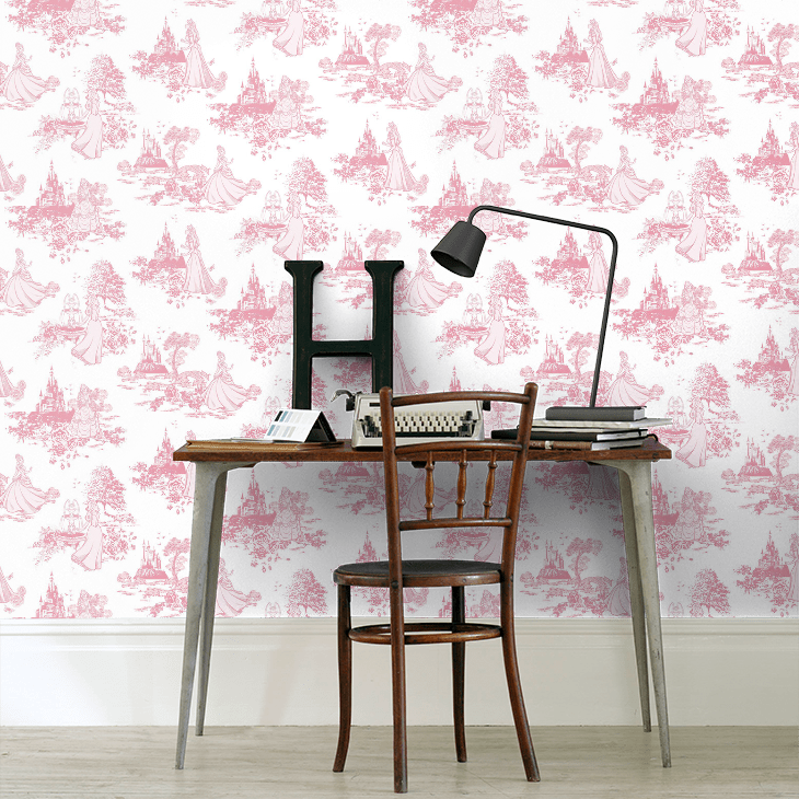 Princess Toile Nursery Room Wallpaper 4 - Pink