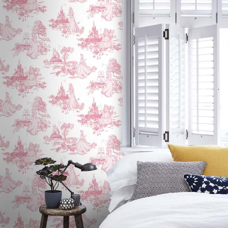 Princess Toile Nursery Room Wallpaper 8 - Pink