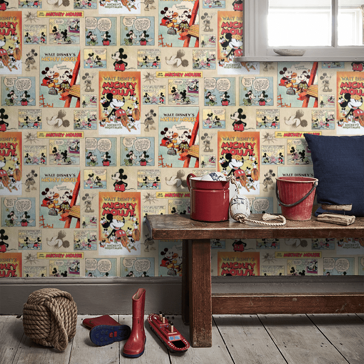 Mickey Vintage Episode Nursery Room Wallpaper 8 - Multicolor