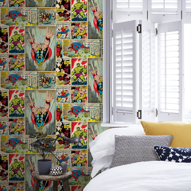 Marvel Comic Strip Nursery Room Wallpaper 10 - Multicolor