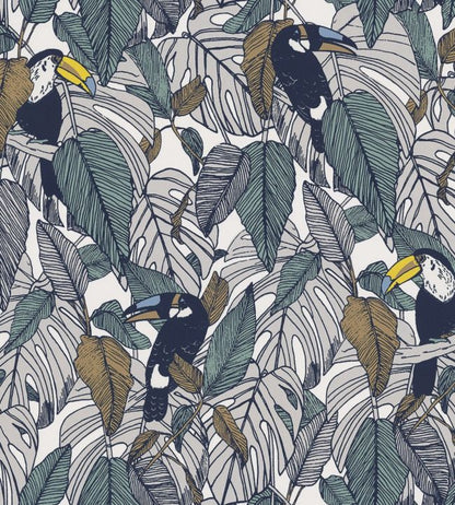 Toucan Nursery Wallpaper - Gray