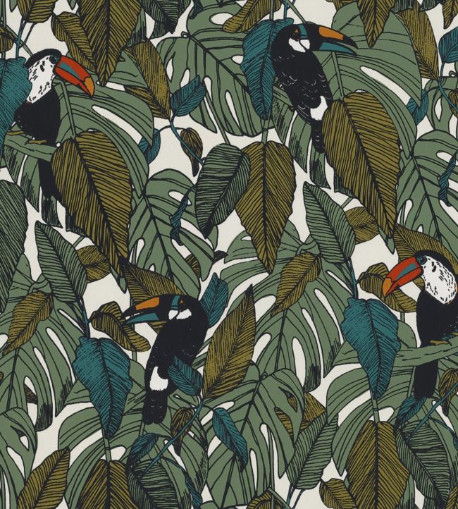 Toucan Nursery Wallpaper - Teal