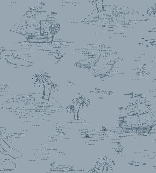 Treasure Island Nursery Wallpaper - Blue